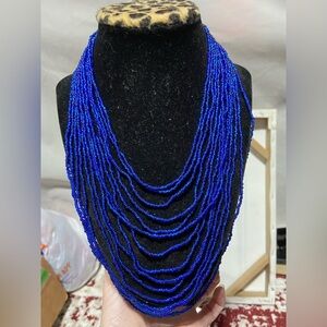 Elegant Cobalt Blue Layered Beaded Necklace